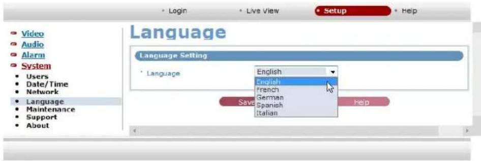 Language Language Setting • Language English English French German Spanish Italian Save Help