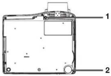Technical diagram of a device casing with labeled parts 1 and 2