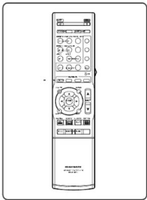 Line drawing of a remote control device with labeled buttons and ports