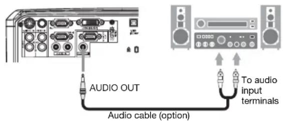 AUDIO OUT Audio cable (option) To audio input terminals