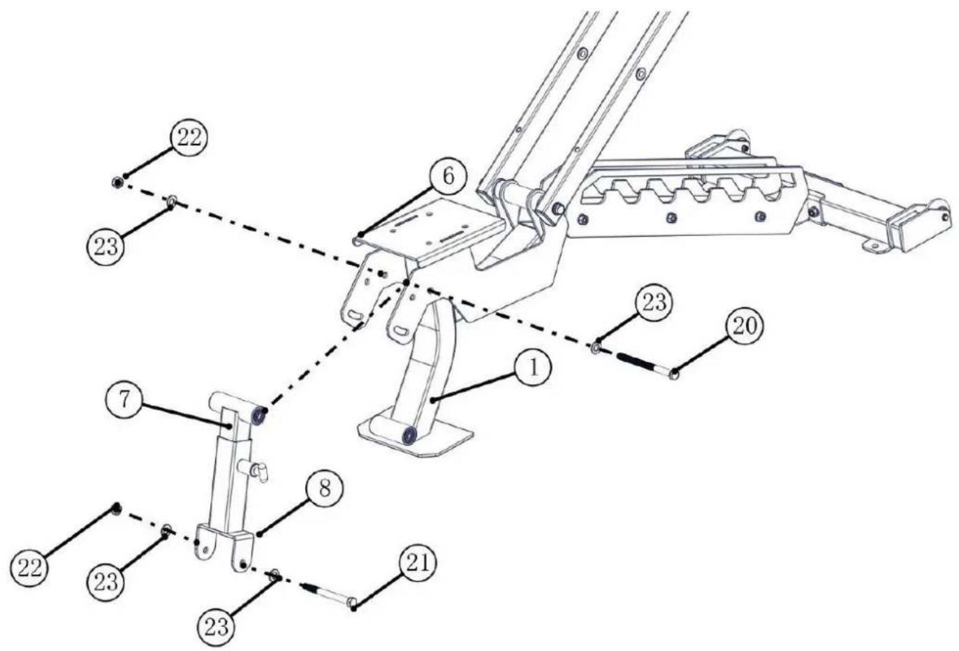 TAURUS Weight Bench B970 - Step 5: Assembly of the leg press part 2 - 1