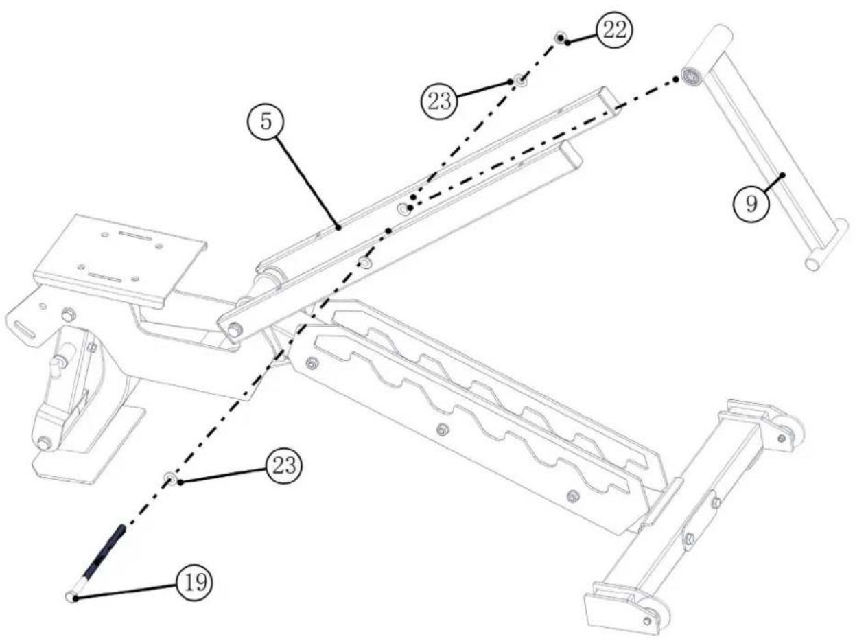 TAURUS Weight Bench B970 - Step 6: Assembly of the support tube - 1