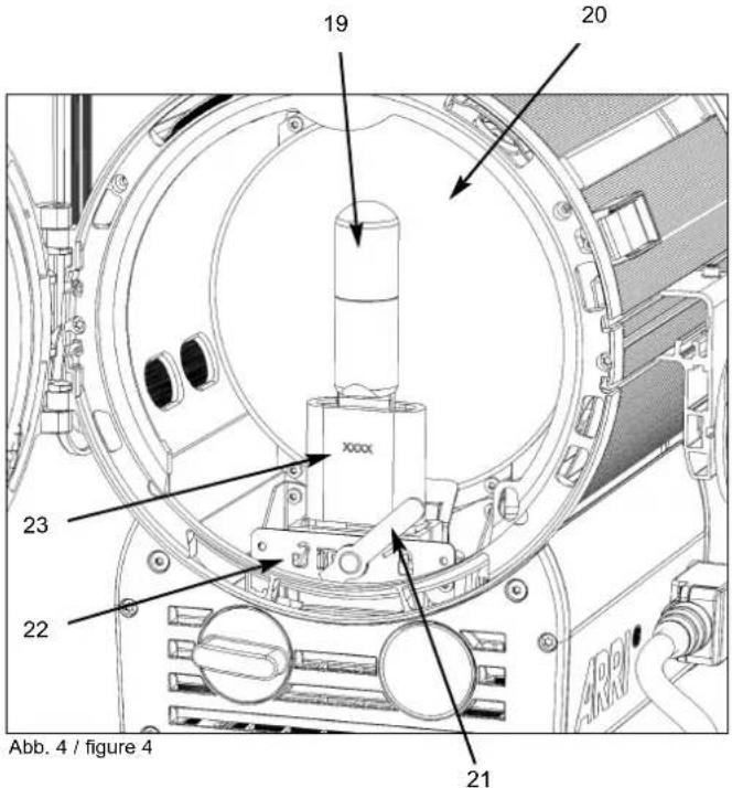 ARRI ST 2 - Lampenwechsel / Einsetzen der Lampe: - 1