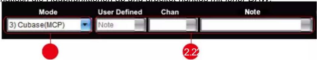 Mode 3) Cubase(MCP) User Defined Note Chan Note 2.22
