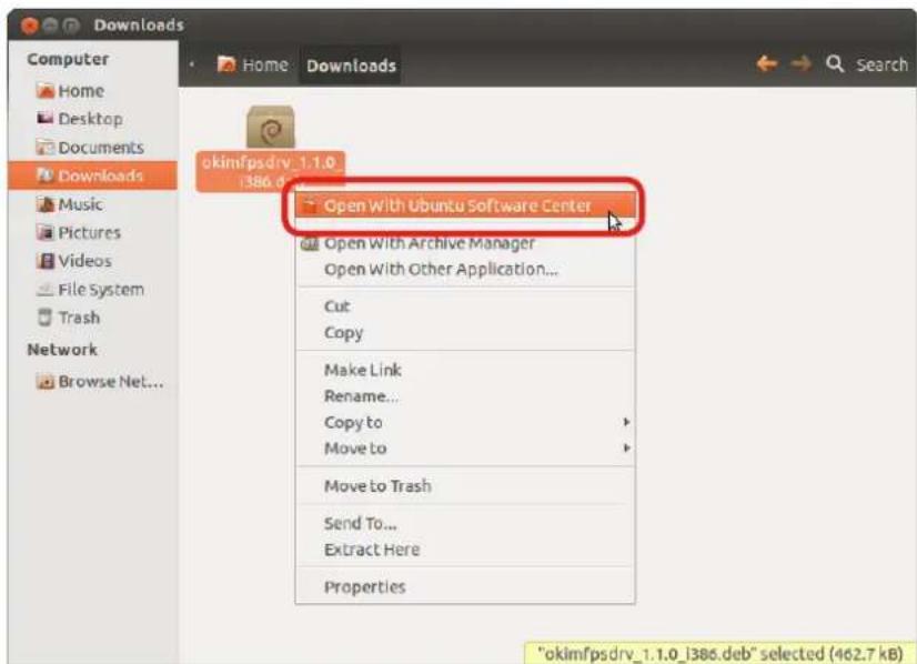 OKI ES8473dnct - Display the installation file in the file manager. Next, right-click the installation file and select [Open With Ubuntu Software Center]. - 1