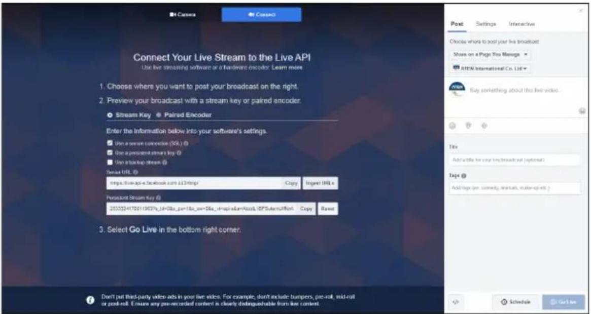 ATEN StreamLIVE HD UC9020 - Example Live-stream URL and Stream Key (Facebook) - 1