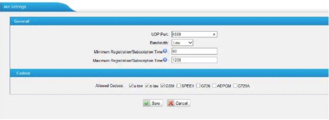 Yeastar TA810 - IAX Settings - 1