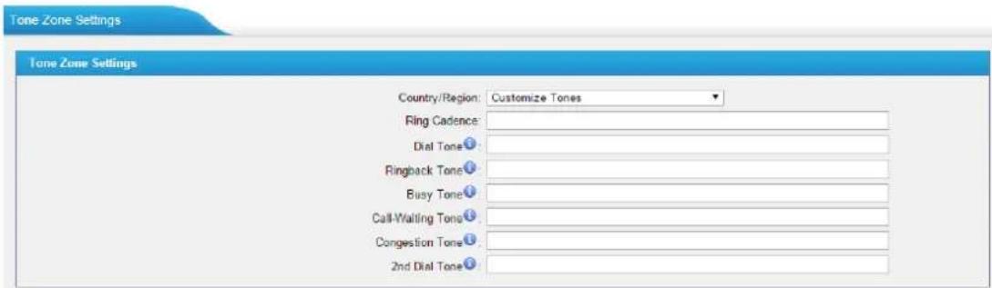 Yeastar TA810 - Tone Zone Settings - 2