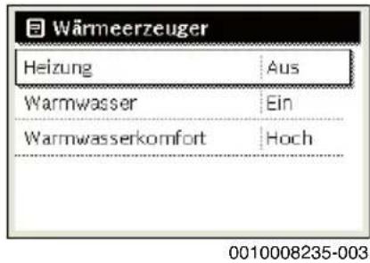 Wärmeerzeuger Heizung Aus Warmwasser Ein Warmwasserkomfort Hoch 0010008235-003