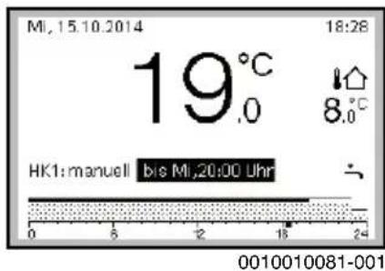 MI, 15.10.2014 19°C .0 8°C HK1: manuell bis MI, 20:00 Uhr 0 5 12 18 24 0010010081-001