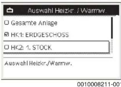 Auswahl Heizkr. / Warmw. □ Gesamte Anlage ☑ HK1: ERDGESCHOSS □ HK2: 1. STOCK Auswahl Heizkr./Warmw.