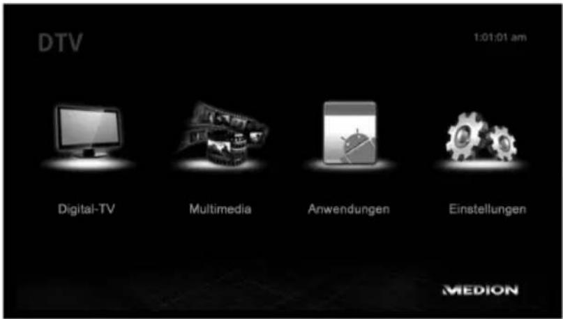 DTV 1:01:01 am Digital-TV Multimedia Anwendungen Einstellungen MEDION