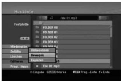 Musiklaste Footplatte FOLDER 00 FOLDER 01 FOLDER 02 FOLDER 03 Windersabe Unbekunden Bewegen Kapieren Zutelles Löchen Editorem Prog. Juice File 02.mp3 © Emgabe ©EMED Marke EKS8 Prog.-Linto 7. Ende