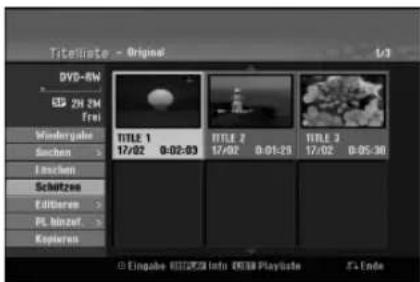 TitleMate - Original DVD-RW 6D 2H 2H Fmi Wundergabe Sassen I schien Schützen Editteres PL binzuf. Kopieren TITLE 1 17/02 0:02:03 TITLE 2 17/02 0:05:29 TITLE 3 17/02 0:05:30 Eingabe 8812428 Info 8818 Playliste E+Ende