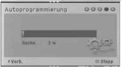 Autoprogrammierung Suche... 3 % + Vorb. Stopp