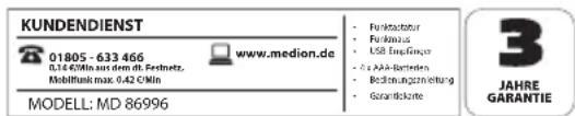MEDION P81023 (MD 86996) - Die Bewegungstasten - 2