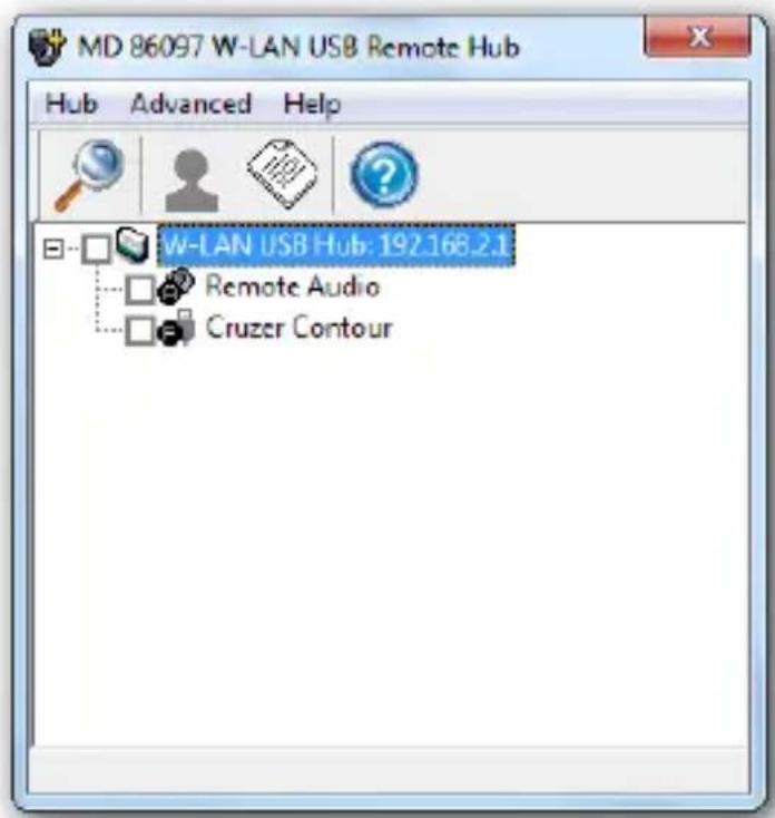 MD 86097 W-LAN USB Remote Hub Hub Advanced Help W-LAN USB Hub: 192.168.2.1 Remote Audio Cruzer Contour