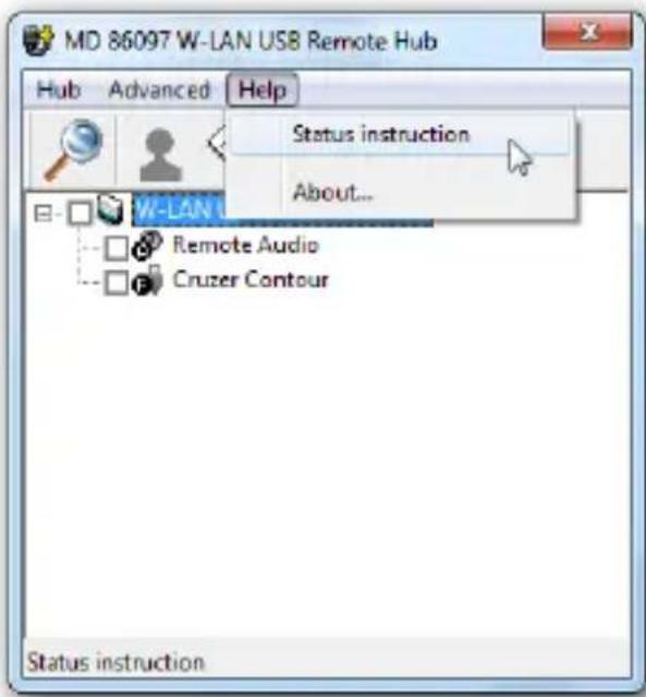 MD 86097 W-LAN USB Remote Hub Hub Advanced Help Status instruction About... W-LAN Remote Audio Cruzer Contour Status instruction