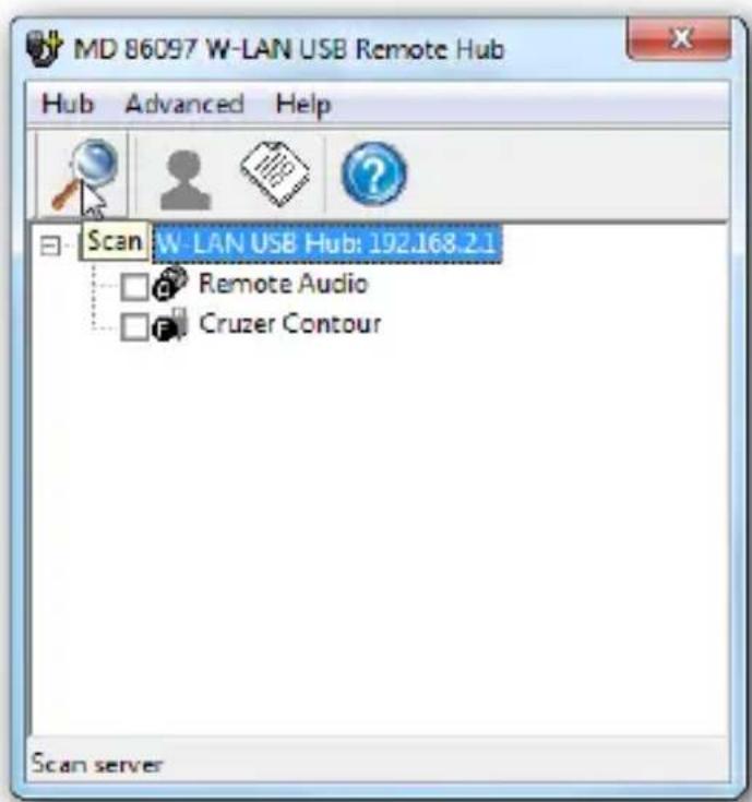 MD 86097 W-LAN USB Remote Hub Hub Advanced Help Scan W-LAN USB Hub: 192.168.2.1 Remote Audio Cruzer Contour Scan server