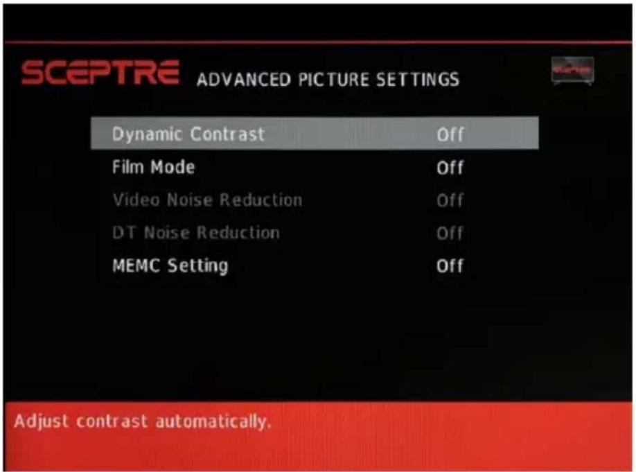 Sceptre X328BV-SR - ADVANCED PICTURE SETTINGS - 1