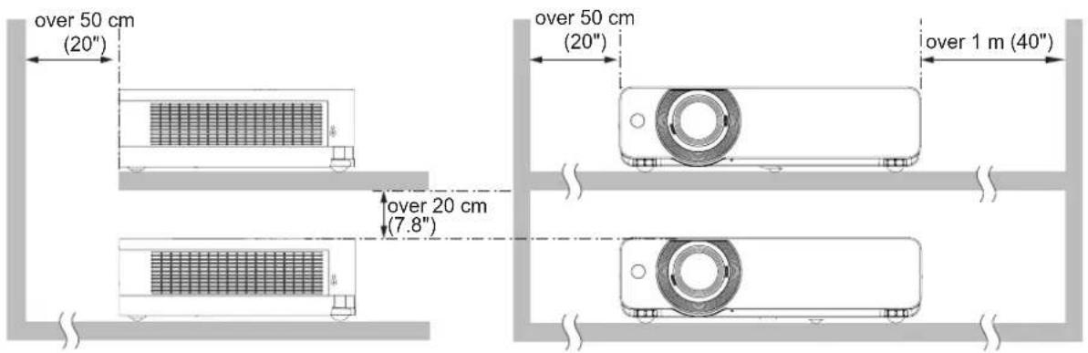 PANASONIC PT-VX505NU - Cautions when setting the projectors - 2