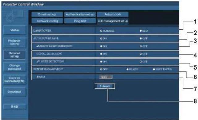 PANASONIC PT-FZ570U - [ECO management set up] page - 1