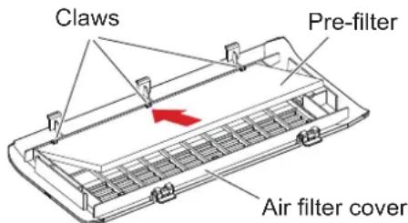 PANASONIC PT-FZ570U - 2) Attach the pre-filter to the air filter cover. - 1
