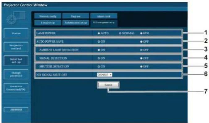 PANASONIC PT-EZ580L - [ECO management set up] page - 1