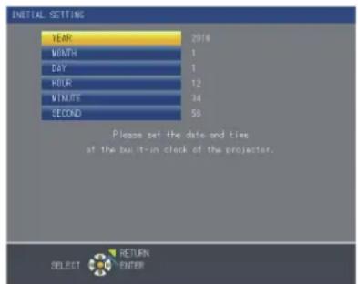 PANASONIC PT-EX620U - Initial setting (date and time) - 1
