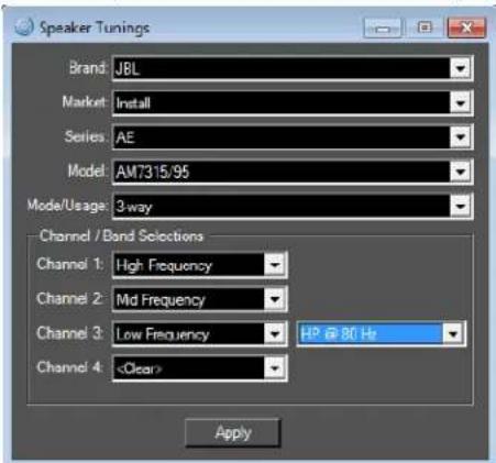 CROWN CDi DriveCore 4|1200 - To configure speaker tunings in Audio Architect: - 2