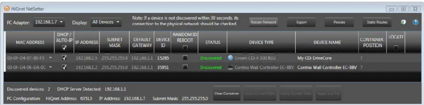 CROWN CDi DriveCore 4|1200 - Configuring the Network using NetSetter - 1