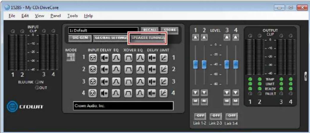 CROWN CDi DriveCore 4|1200 - To configure speaker tunings in Audio Architect: - 1