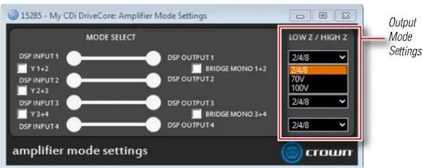 CROWN CDi DriveCore 4|1200 - Configuring Outputs for Low Z/High Z Operation - 2