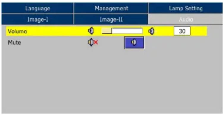 Language Image-I Management Image-II Lamp Setting Audio Volume 30 Mute