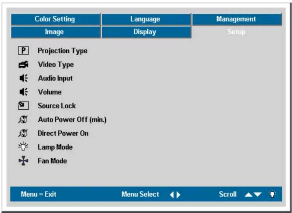 OPTOMA EP772 - Setup Menu - 1