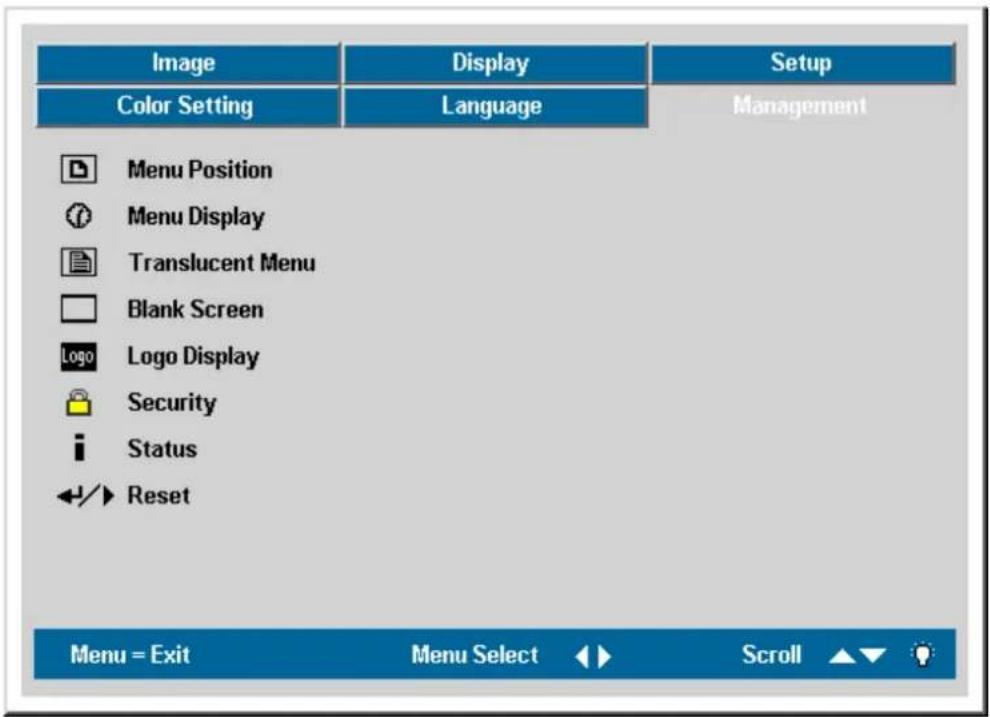 OPTOMA EP772 - Management Menu - 1