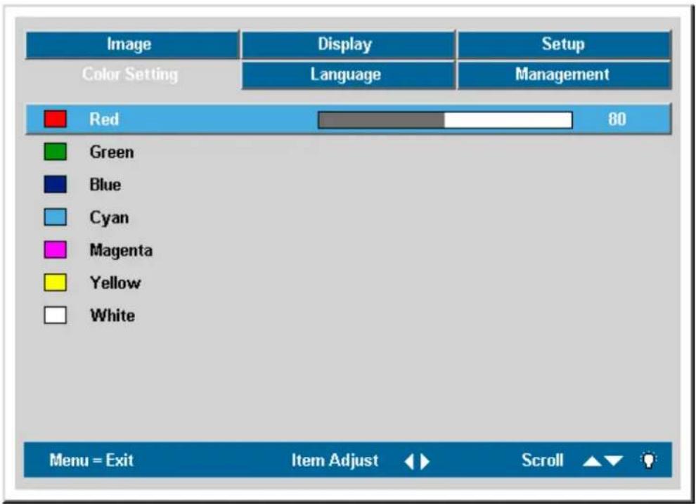OPTOMA EP772 - Color setting Menu - 1