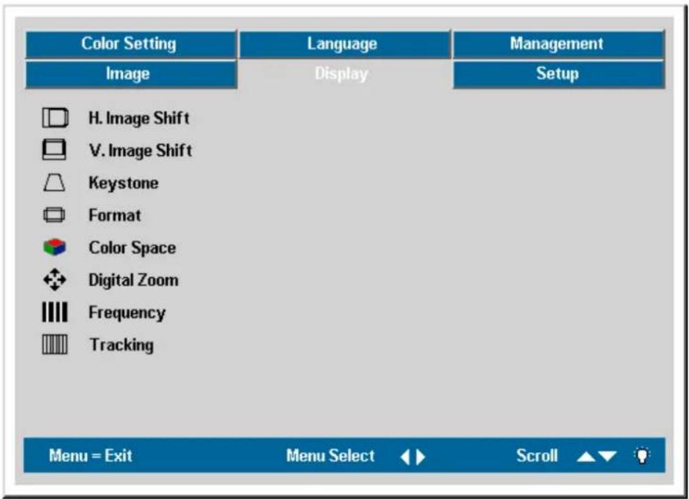 OPTOMA EP772 - Display Menu - 1