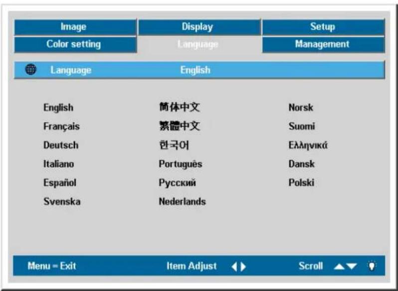 OPTOMA EP772 - Setting the OSD Language - 2
