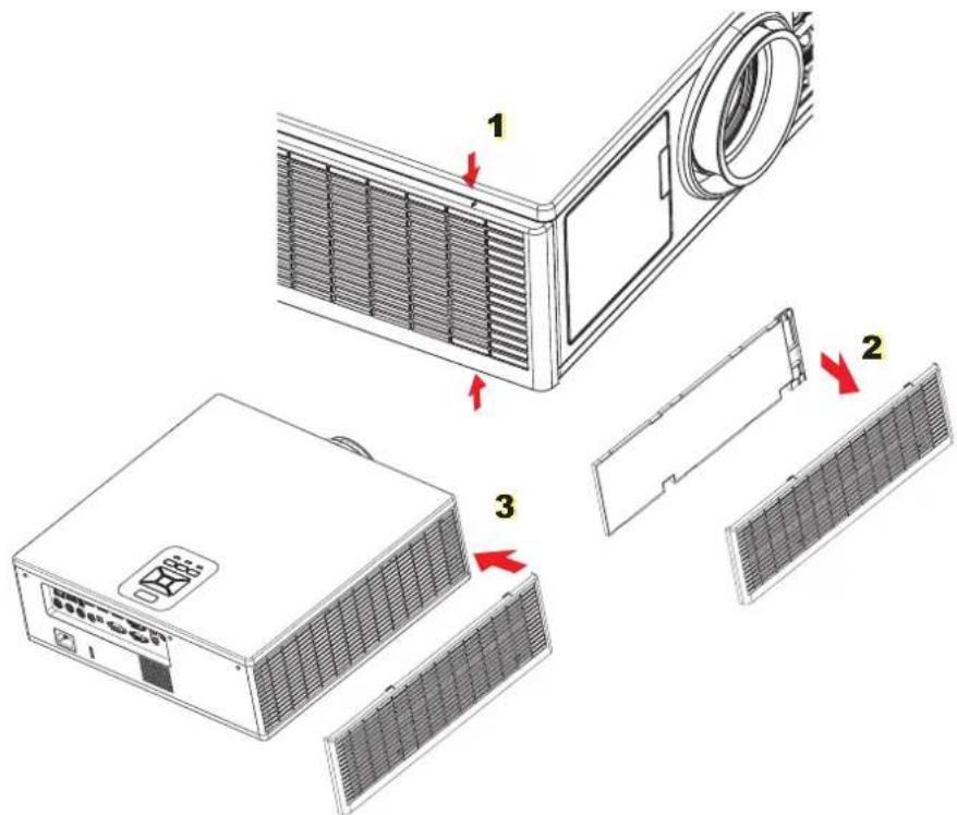 Technical diagram showing exploded view of a microcontroller with labeled components and red directional arrows indicating parts of the device.