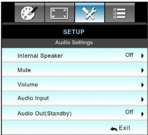 OPTOMA EH504WIFI - Setup audio settings menu - 1