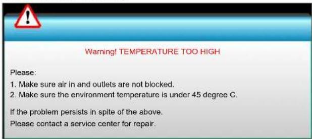 OPTOMA EH504WIFI - Temperature warning: • - 1
