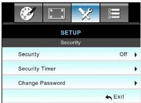 OPTOMA EH504WIFI - Setup Security menu - 1
