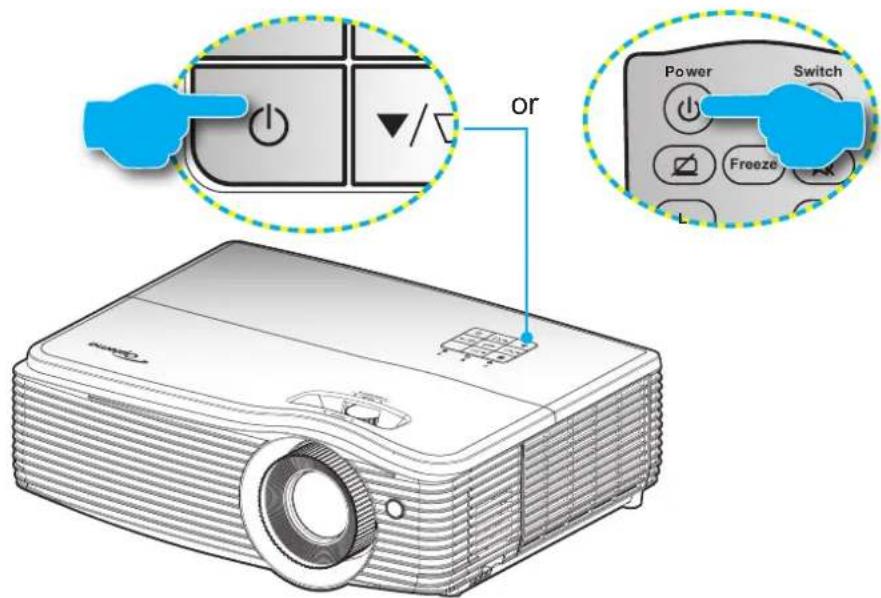 OPTOMA EH504WIFI - Powering on / off the projector - 1