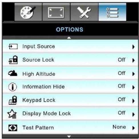 OPTOMA EH504WIFI - Options menu - 1