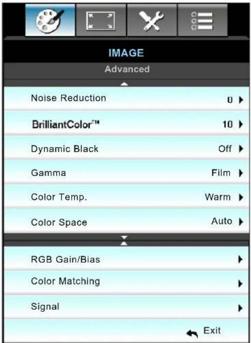 OPTOMA EH504WIFI - Image Advanced menu - 1
