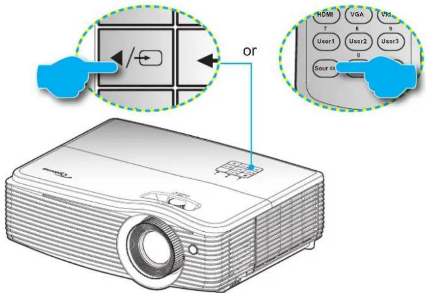 OPTOMA EH504WIFI - Selecting an input source - 1
