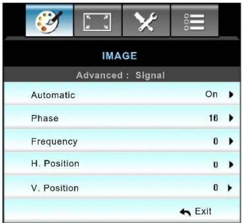 OPTOMA EH504WIFI - Image advanced signal (RGB) menu - 1