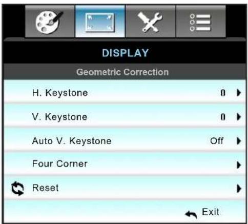 OPTOMA EH504WIFI - Display geometric correction menu - 1