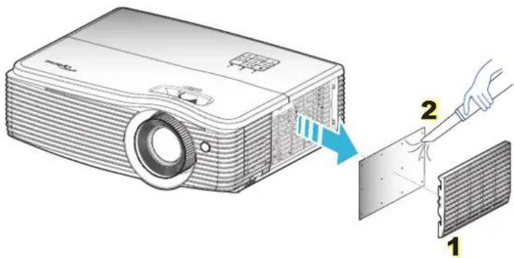 OPTOMA EH504WIFI - Cleaning the dust filter - 1